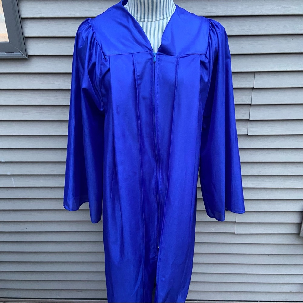 Blue graduation graduate gown - high school college grad school- zip up